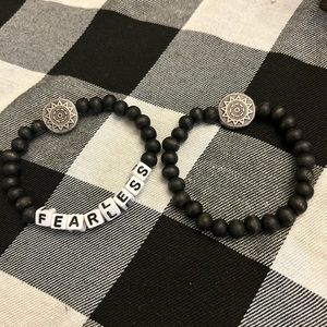 Pair of bracelets- Letter bracelet and beaded accent bracelet
